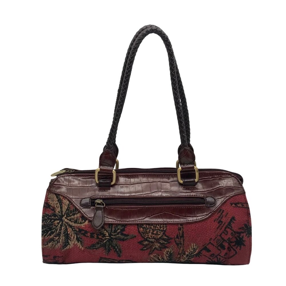 Maggi B Red And Brown Pineapple Print Shoulder Bag